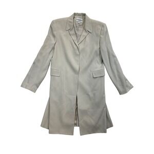 John Meyer Dress Jacket Womens 10 Beige Long Lined Hidden Buttons